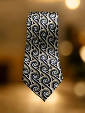 Marquis Blue Gold Abstract Pattern Tie